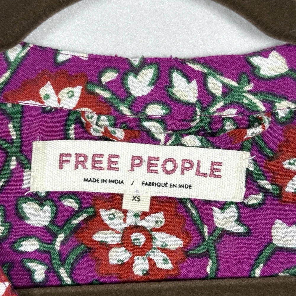 Free People Top Womens XS Malia Babydoll Jacket Embellished Floral Tie Front NWT